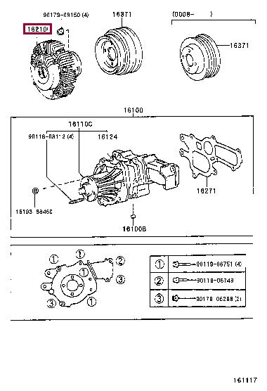 Cooling fan clutch Toyota: 1621067040 Toyota Viscous coupling assembly