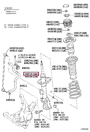 Toyota 48510-0D421 Front Right Suspension Shock Absorber 485100D421