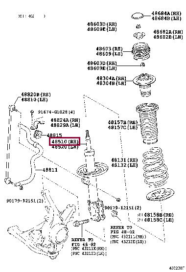 Toyota 48510-52G11 Front Right Suspension Shock Absorber 4851052G11