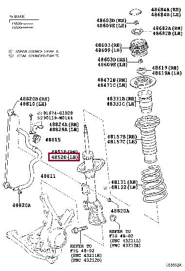 Suspension strut Daihatsu Charade: 485200D240 Toyota Front Left Suspension Shock Absorber
