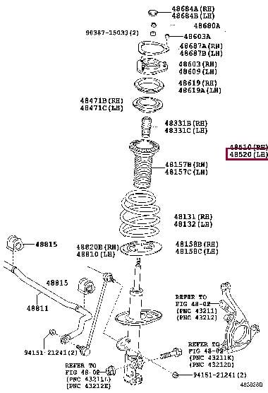 Toyota 4852080345 Front Left Suspension Shock Absorber 4852080345 4852080345 Toyota Front Left Suspension Shock Absorber