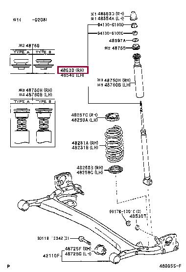 Toyota 48530-59895 Rear Right Shock Absorber 4853059895