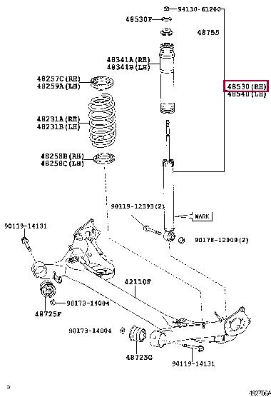 Toyota 48530-80420 Rear Right Shock Absorber 4853080420