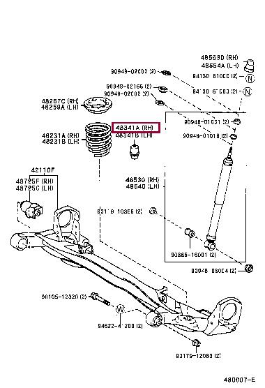 Toyota 48341-44020 Rubber buffer, suspension 4834144020