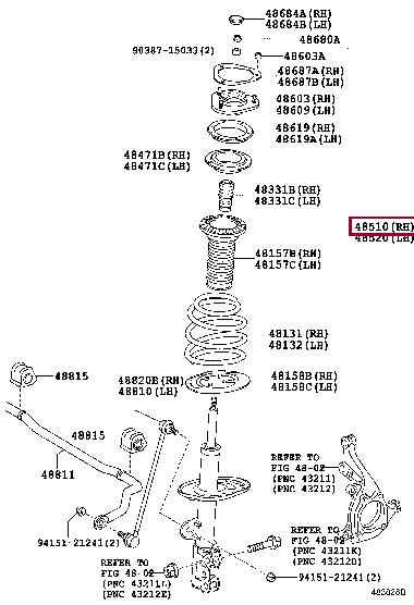 Toyota 4851080598 Front Right Suspension Shock Absorber 4851080598