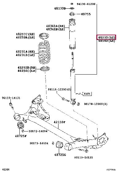 Toyota 48530-80696 Rear Right Shock Absorber 4853080696