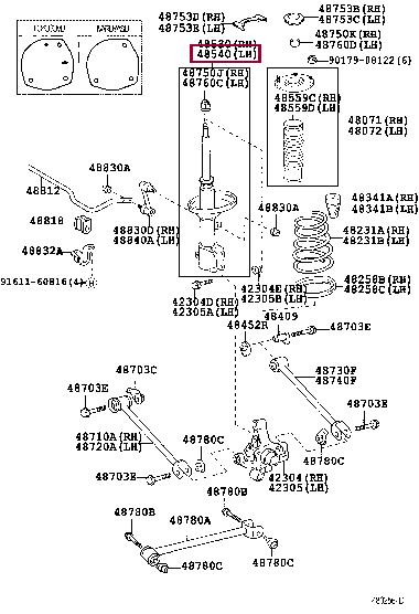 Toyota 48540-19155 Rear right shock absorber strut 4854019155