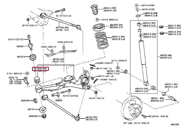 Toyota 48725-42010 Auto part 4872542010