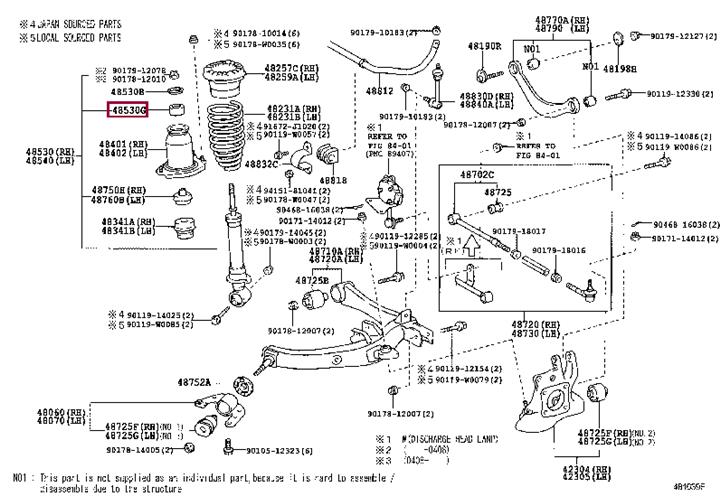 Toyota 48755-05010 Rear shock absorber cushion 4875505010