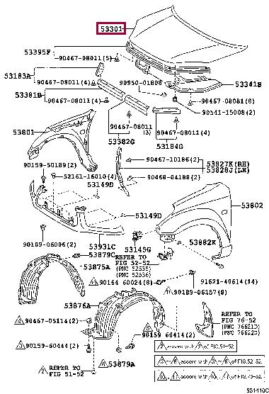 Bonnet Toyota: 5330142040 Toyota Hood