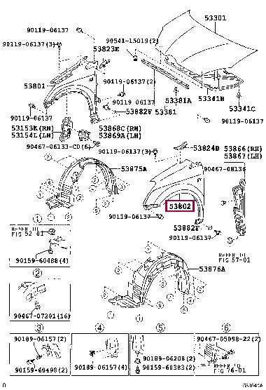 Toyota 53812-0F010 Wing 538120F010 538120F010 Toyota Wing