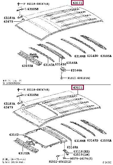 6311142190 Toyota Roof