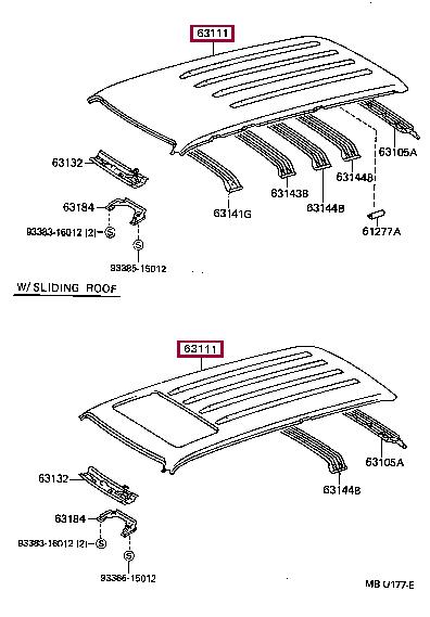 Toyota 63111-60200 Roof 6311160200