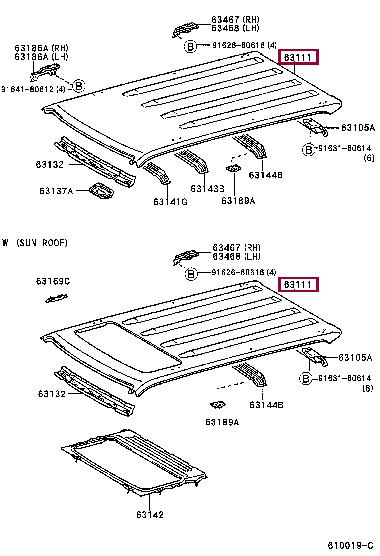 6311160360 Toyota Roof