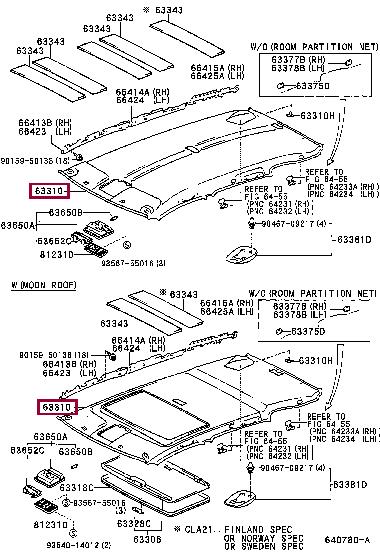 6331042261B0 Toyota Roof lining