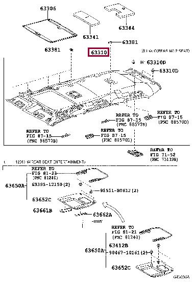 6331160540B0 Toyota Roof lining