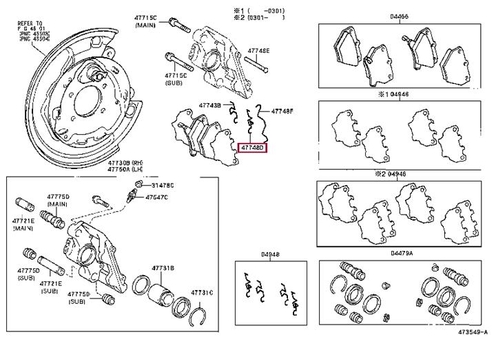 Toyota 47748-20040 Spring brake pad 4774820040 4774820040 Toyota Spring brake pad