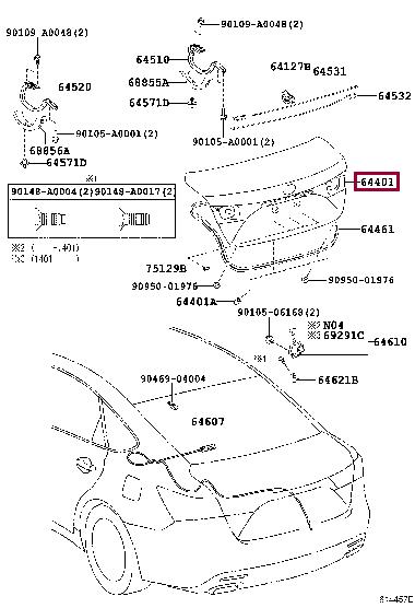 6440107160 Toyota Lid trunk