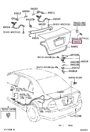 Toyota 64401-12A10 Lid trunk 6440112A10