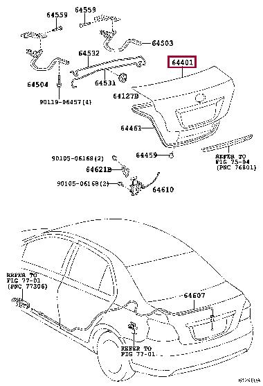 Toyota 64401-52100 Lid trunk 6440152100