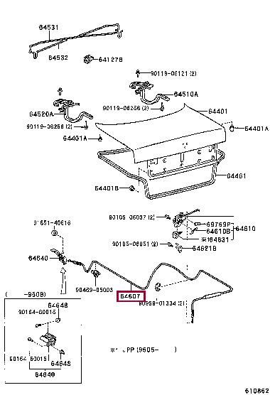 6460712560 Toyota Trunk lock cable