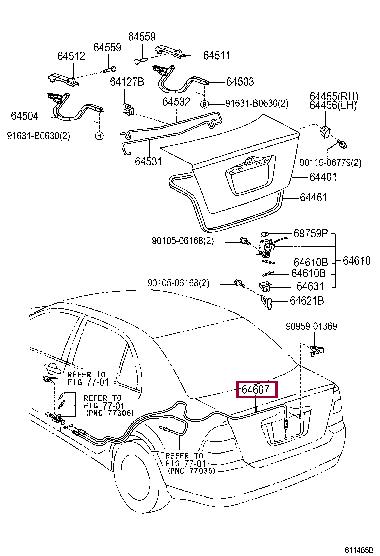 6460712790 Toyota Trunk lock cable