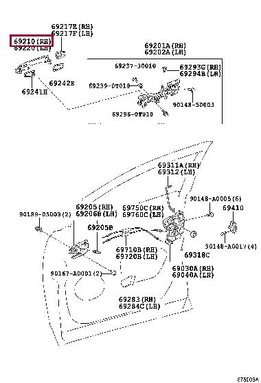 692100T020A0 Toyota HANDLE ASSY, DOOR, O