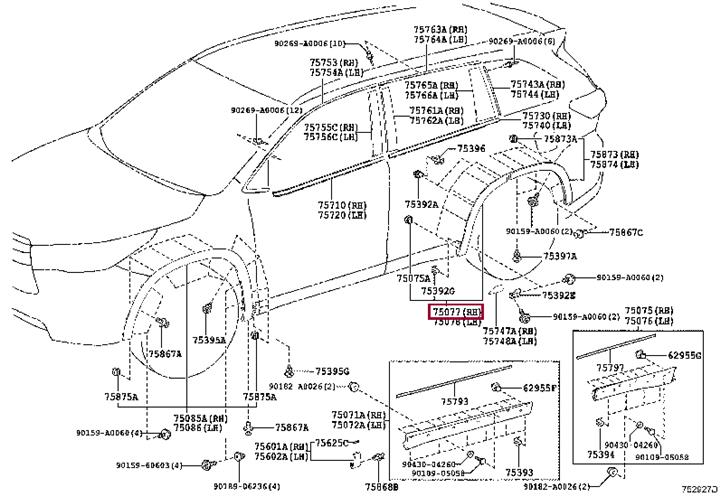750770E010 Toyota Molding