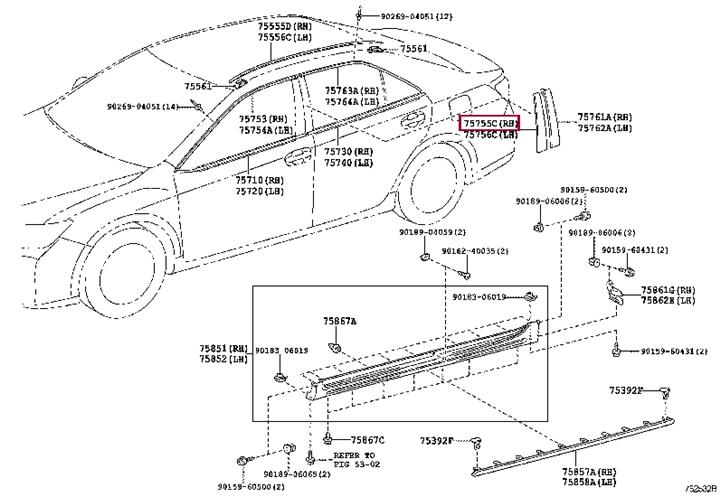 7575533050 Toyota MOULDING, FR DOOR
