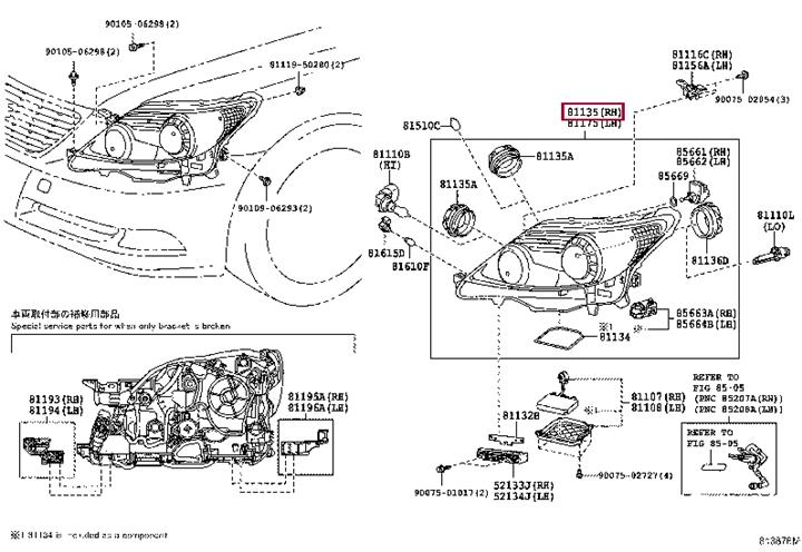 8114550301 Toyota Headlamp