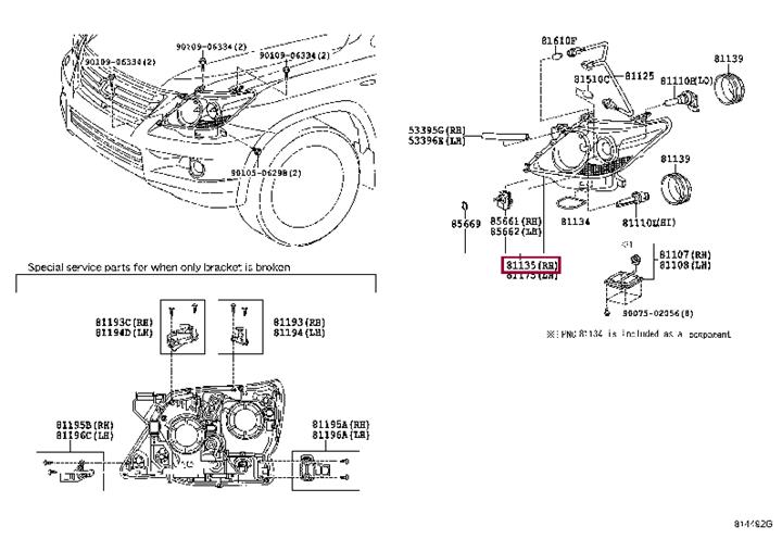 8114560D51 Toyota Headlamp