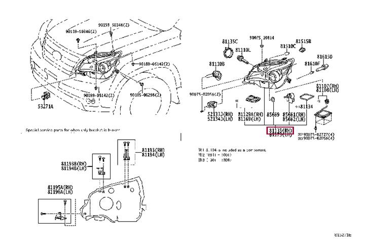 8114560F01 Toyota Headlamp