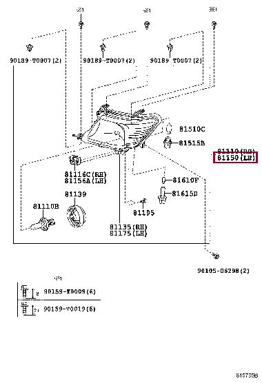 811500K401 Toyota Headlight left