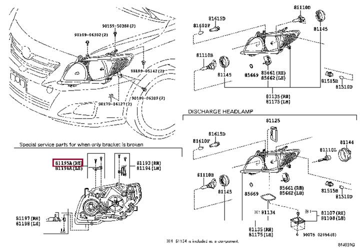 8119512140 Toyota Headlight mount