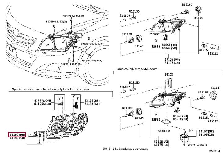 8119712100 Toyota Headlight mount