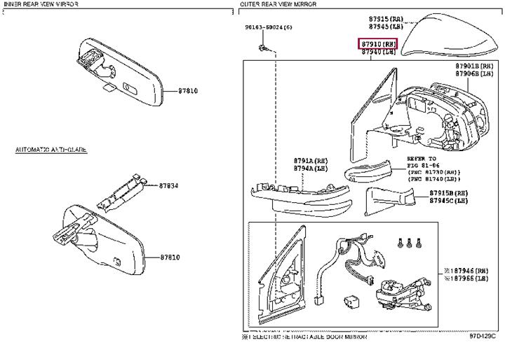 Toyota 87910-42C20 Rear view mirror 8791042C20 8791042C20 Toyota Rear view mirror