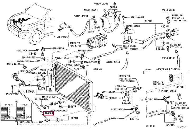 8868835570 Toyota Radiator bracket