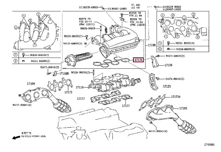 Engine intake manifold gasket Toyota Crown: 1717631020 Toyota Intake manifold gasket