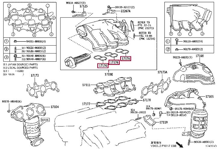 Toyota 17176-31090 Gasket, intake manifold 1717631090
