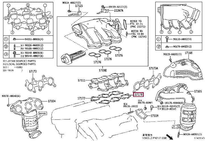 Toyota 17178-31030 Gasket, intake manifold 1717831030