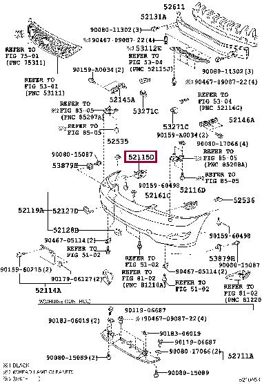 Toyota 52115-0E020 Bumper guide 521150E020 521150E020 Toyota Bumper guide