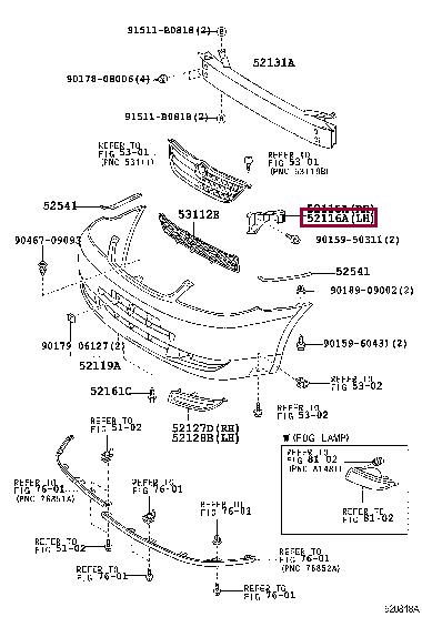 5211602050 Toyota Bracket bumper