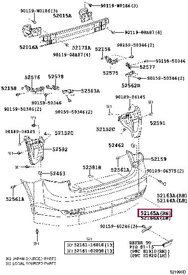 5216505020 Toyota Bumper cover