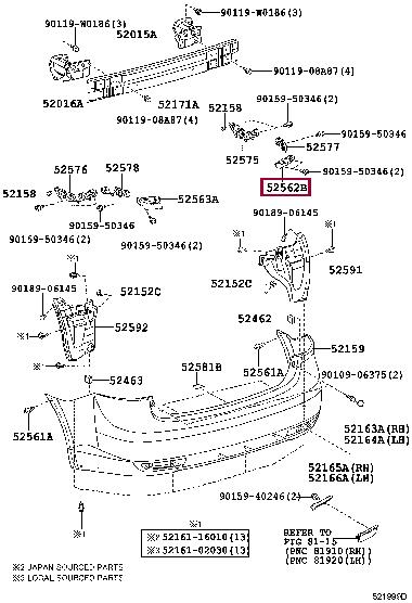 5256205050 Toyota Bracket bumper