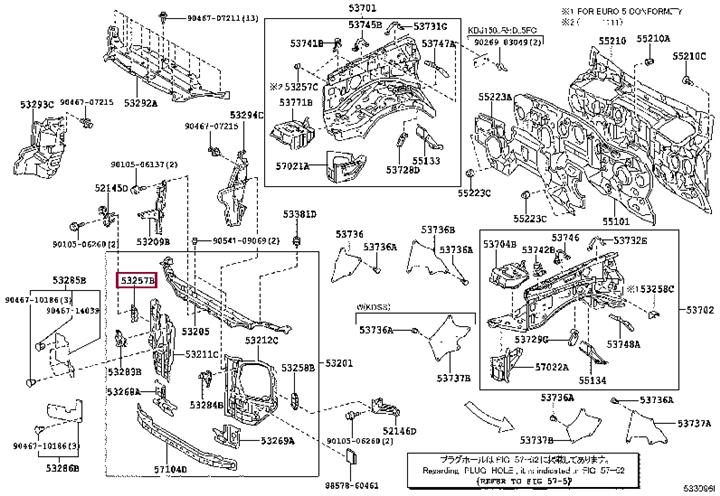 5325760070 Toyota Radiator bracket