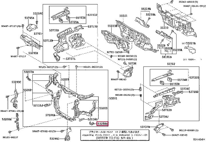 5325848040 Toyota Radiator bracket