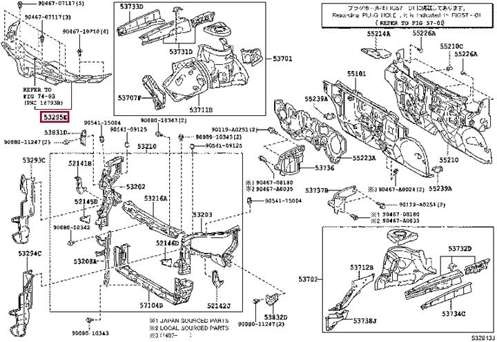 532950T011 Toyota Radiator deflector