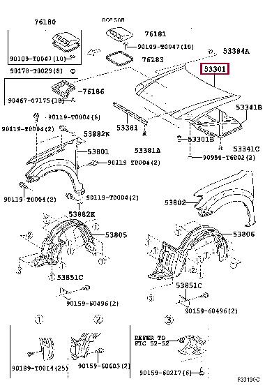 533010K111 Toyota Hood