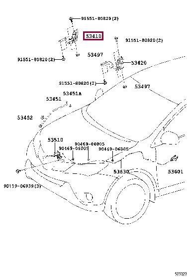 Hood hinge Toyota 53410-42120
