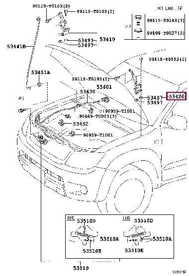 534200K100 Toyota Hood hinge